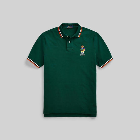 RALPH LAUREN BEAR CUSTOM SLIM FIT POLO T-SHIRT - GREEN
