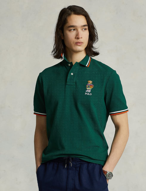 RALPH LAUREN BEAR CUSTOM SLIM FIT POLO T-SHIRT - GREEN