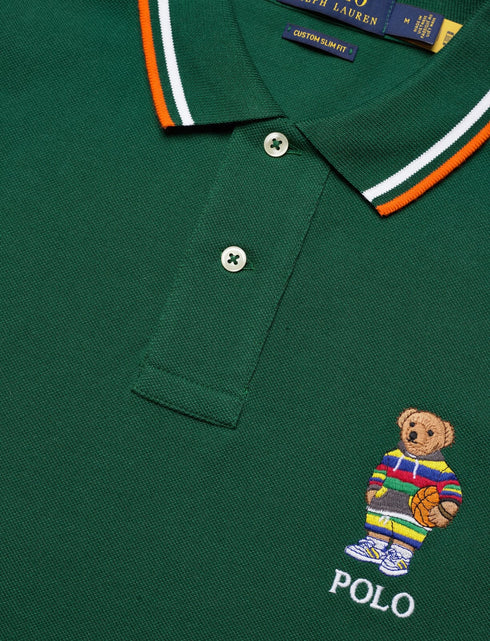 RALPH LAUREN BEAR CUSTOM SLIM FIT POLO T-SHIRT - GREEN