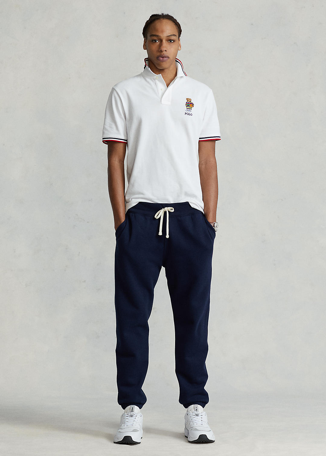 RALPH LAUREN BEAR CUSTOM SLIM FIT POLO T-SHIRT - WHITE