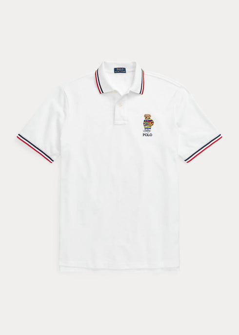 RALPH LAUREN BEAR CUSTOM SLIM FIT POLO T-SHIRT - WHITE