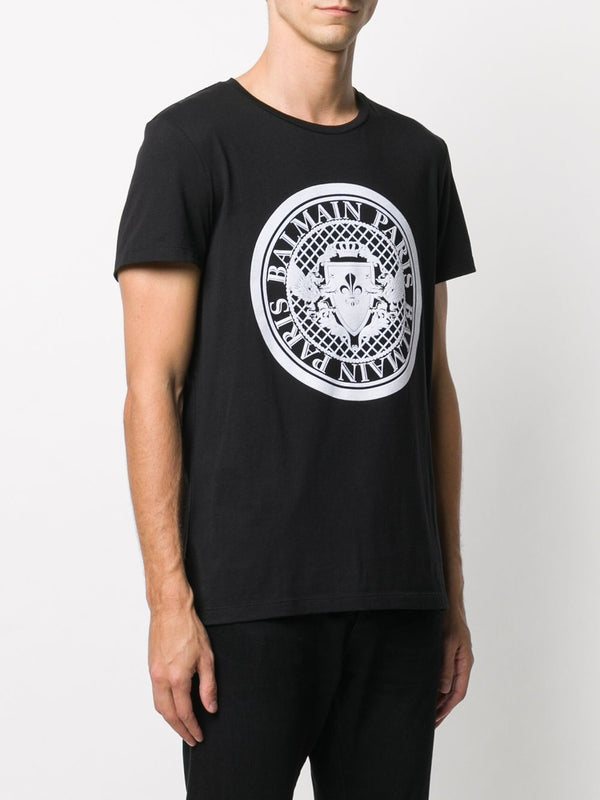 BALMAIN BLACK COIN LOGO T-SHIRT