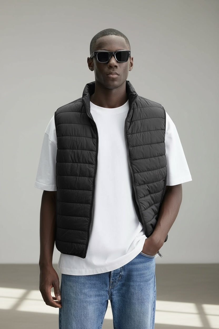 Zara Puffer Sleevless Jacket Black