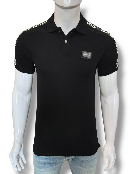 Balmain Leather Patch Logo Polo