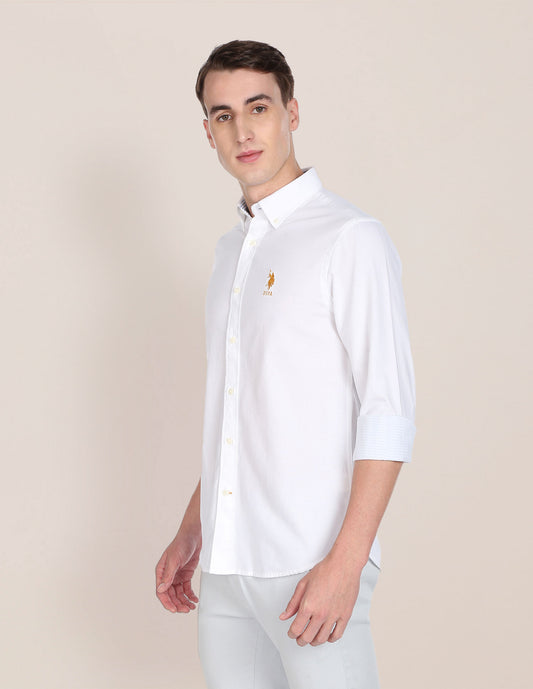 U.S. Polo Assn. Mens Long Sleeve Woven Oxford Shirt - White
