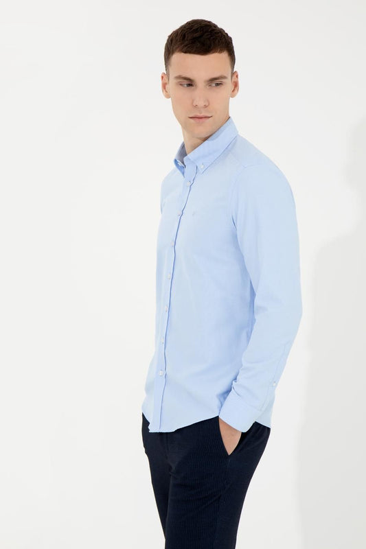 Pierre Cardin Men's Regular Blue Shirt