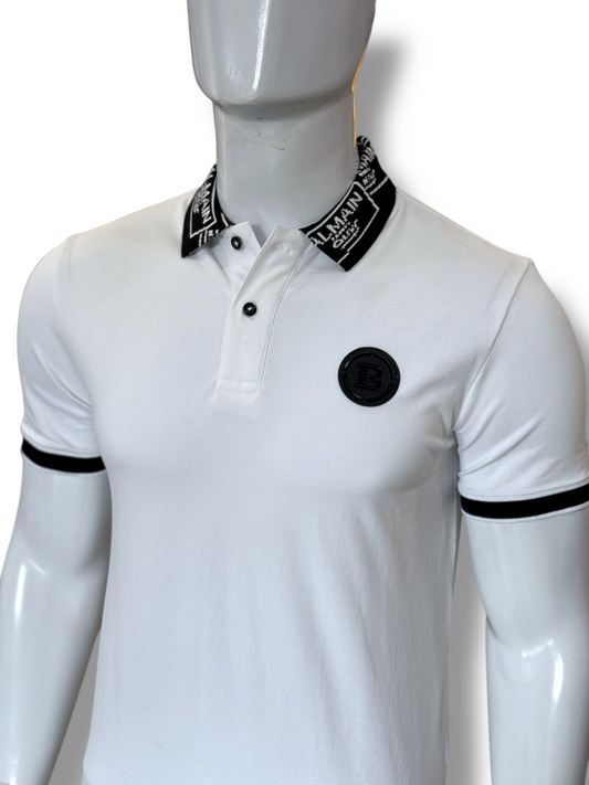 Balmain Printed Collar Patch Logo Polo