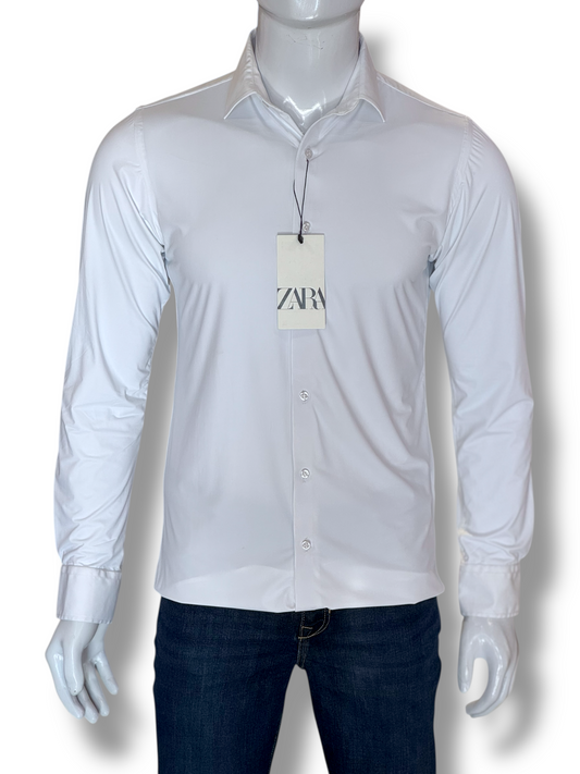 Zara White Shirt Strech Fabric Slim Fit