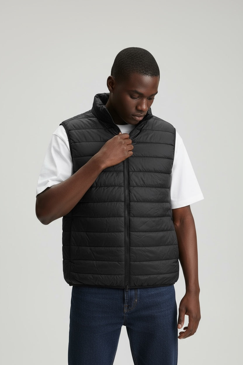 Zara Puffer Sleevless Jacket Black