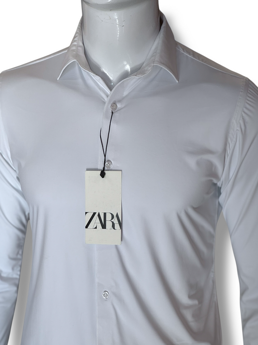 Zara White Shirt Strech Fabric Slim Fit