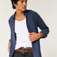 Hollister LONG-SLEEVE OXFORD SHIRT Navy