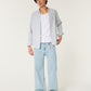Hollister LONG-SLEEVE OXFORD SHIRT Teal Gray Stripe