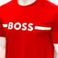Boss Logo Print T-Shirt Red