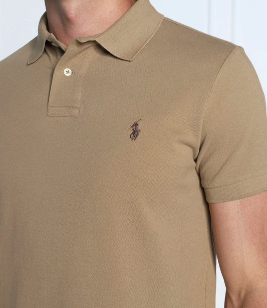 Ralph Lauren Small Pony Mesh Polo Shirt (Custom SlimFit) Beige