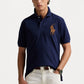 Ralph Lauren Leather Big Pony Mesh Polo Shirt (Custom SlimFit) Navy Blue