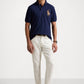 Ralph Lauren Leather Big Pony Mesh Polo Shirt (Custom SlimFit) Navy Blue