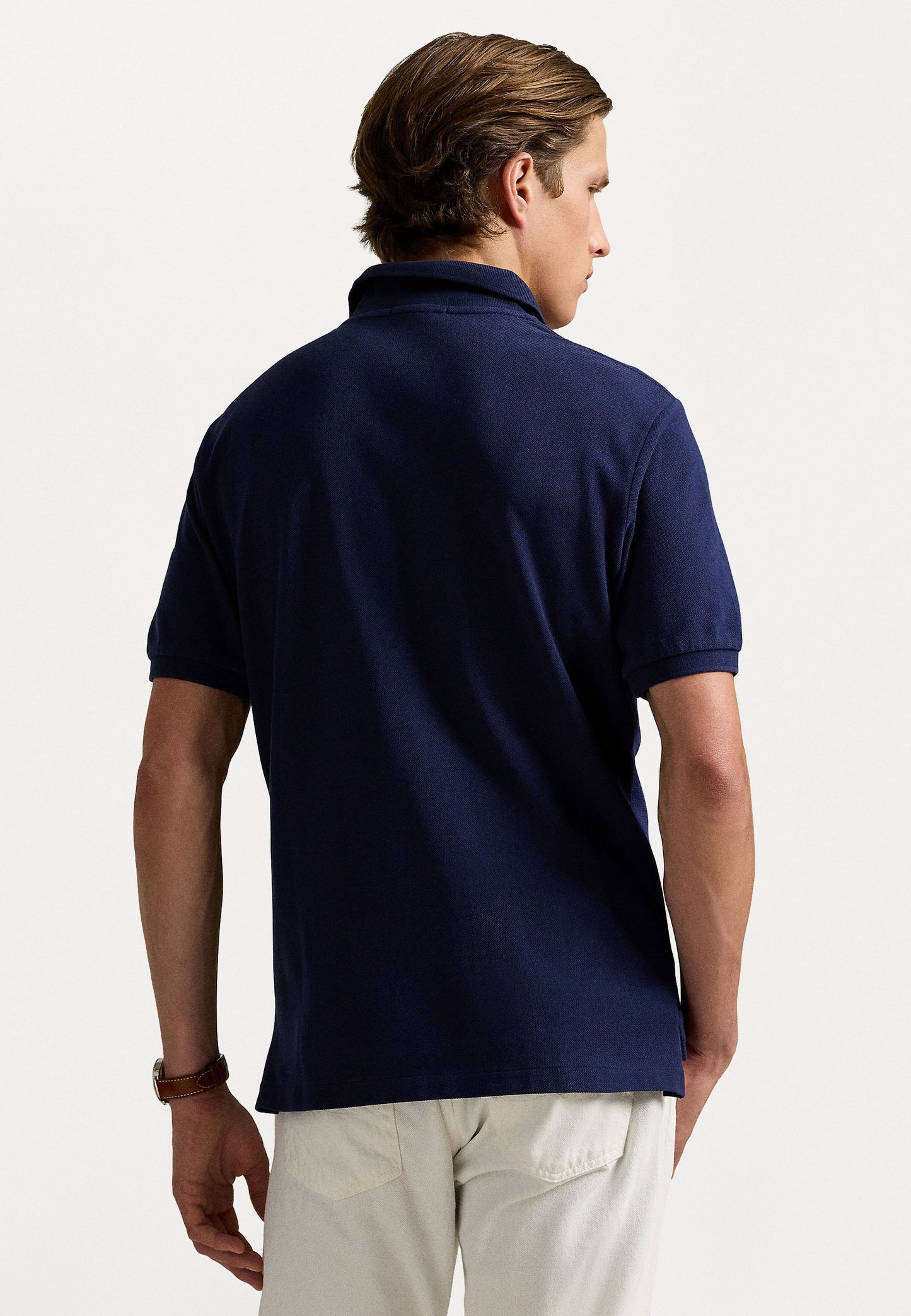 Ralph Lauren Leather Big Pony Mesh Polo Shirt (Custom SlimFit) Navy Blue