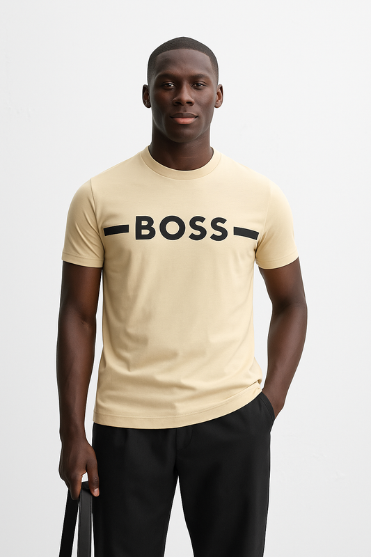Boss Logo Print T-Shirt Yellow