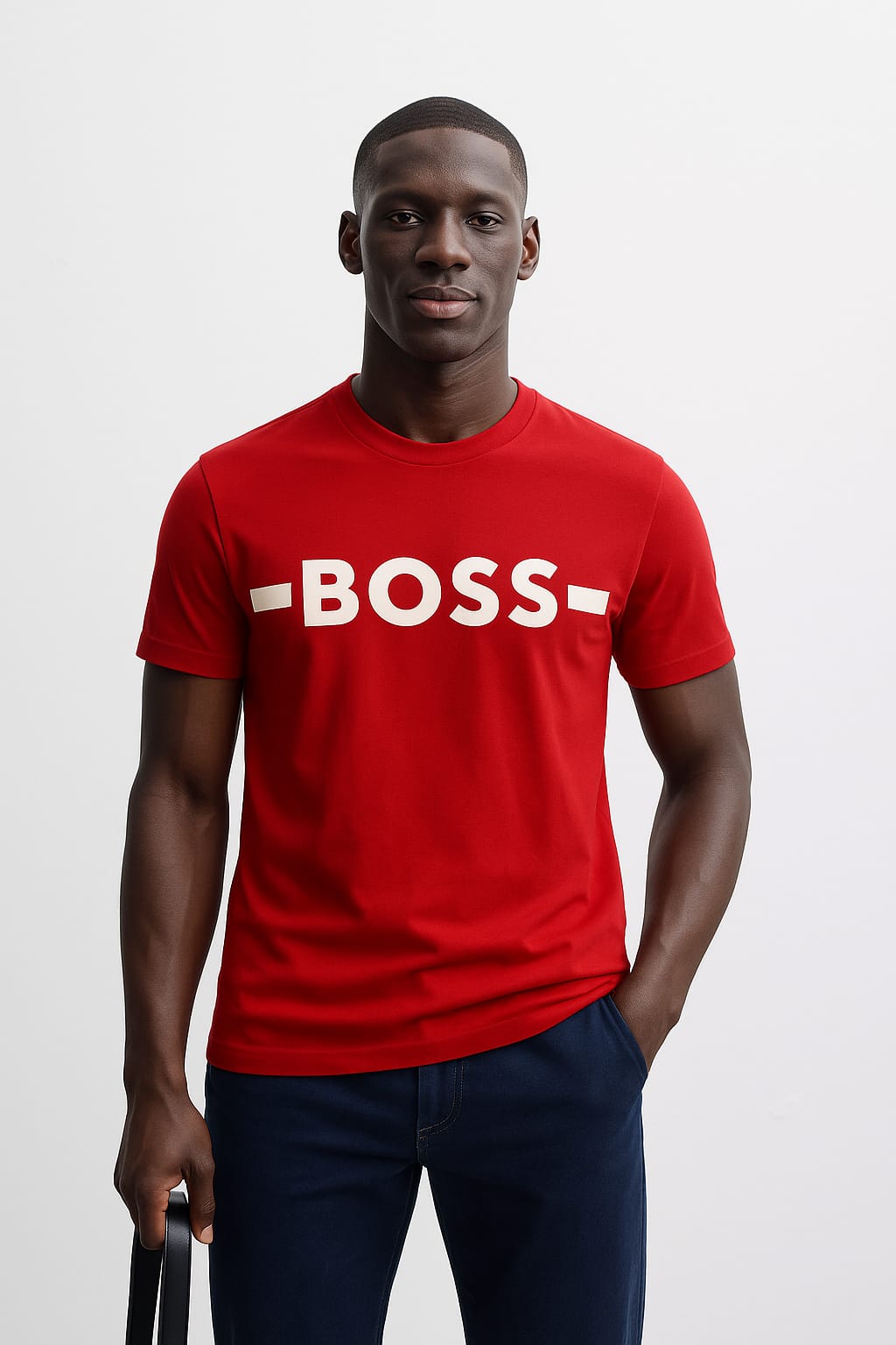 Boss Logo Print T-Shirt Red