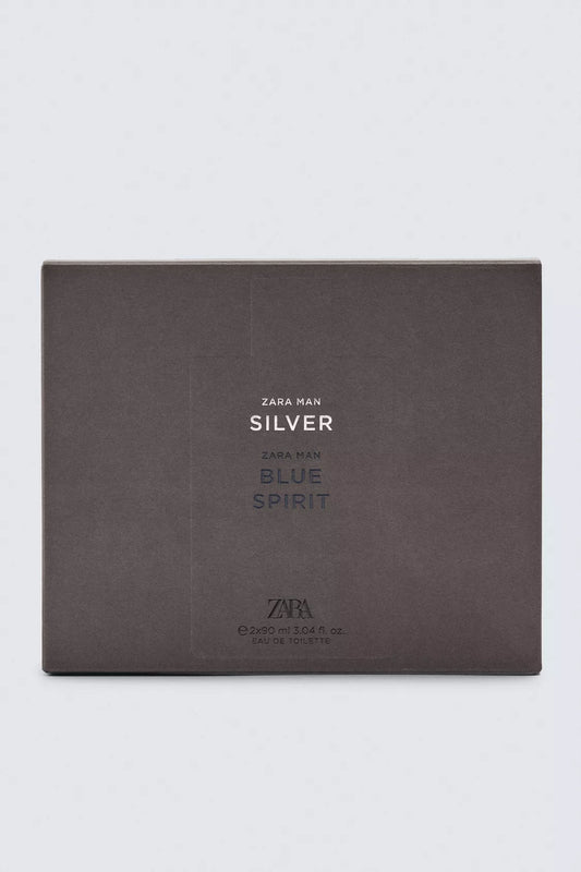 ZARA MAN SILVER + BLUE SPIRIT EDT 2 X 90 ML (3.04 FL. OZ)