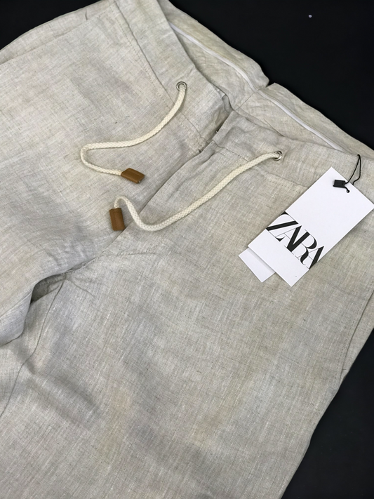 ZARA LINEN BEIDGE COTTON CHINOS