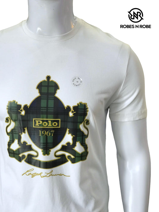 RALPH LAUREN CREW NECK PRINTED T-SHIRT - WHITE