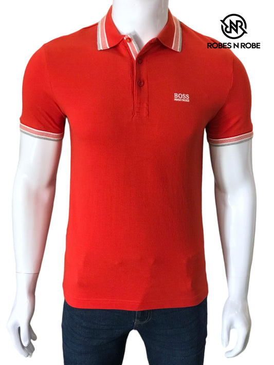 HUGO BOSS REGULAR FIT ORGANIC-COTTON POLO SHIRT WITH CONTRAST LOGO DETAILS