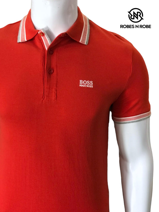 HUGO BOSS REGULAR FIT ORGANIC-COTTON POLO SHIRT WITH CONTRAST LOGO DETAILS