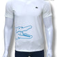 Lacoste Men's Wrap Around Crocodile Logo T-Shirt WHITE