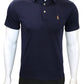 RALPH LAUREN SMALL PONY PIMA COTTON POLO CUSTOM SLIM FIT NAVY BLUE