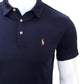 RALPH LAUREN SMALL PONY PIMA COTTON POLO CUSTOM SLIM FIT NAVY BLUE