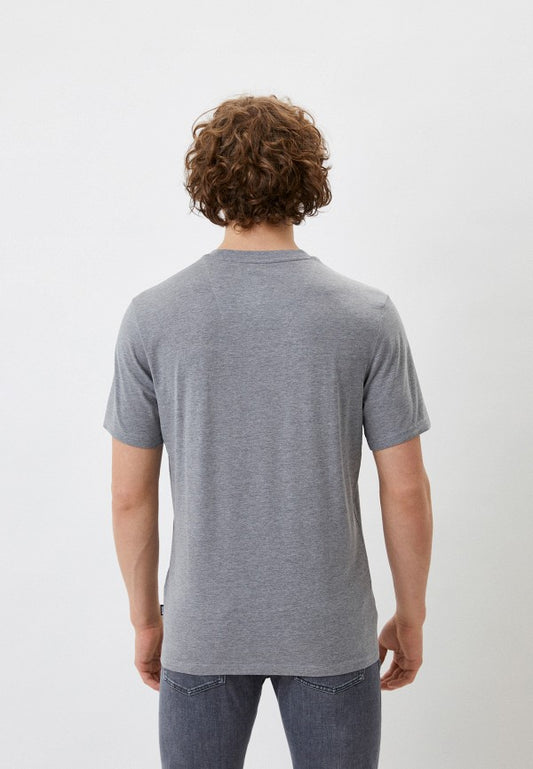 BOSS Crew-Neck Grey T-shirt with Graphic Logo Print