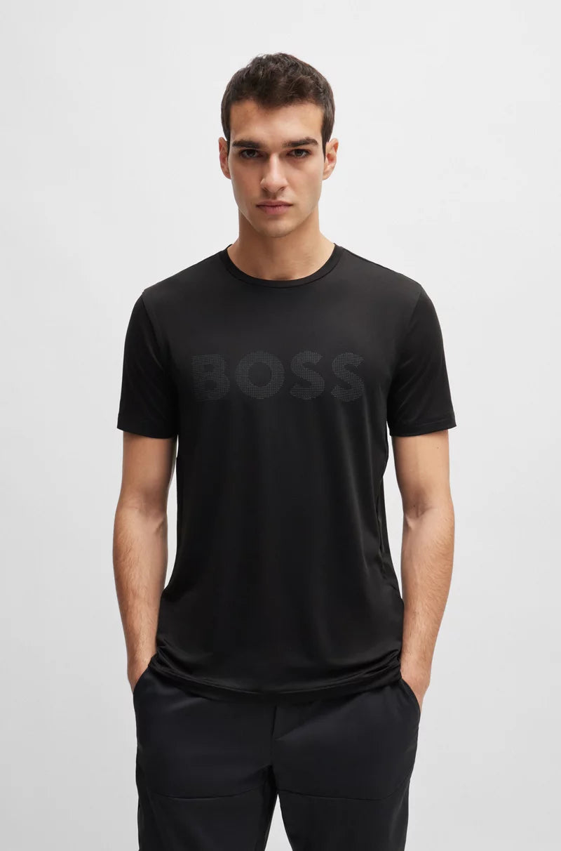 BOSS PERFORMANCE STRETCH T-SHIRT WITH DECORATIVE REFLECTIVE LOGO