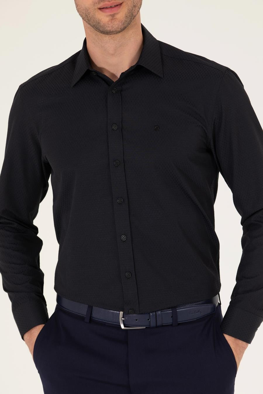 Pierre Cardin Men's Regular black Shirt