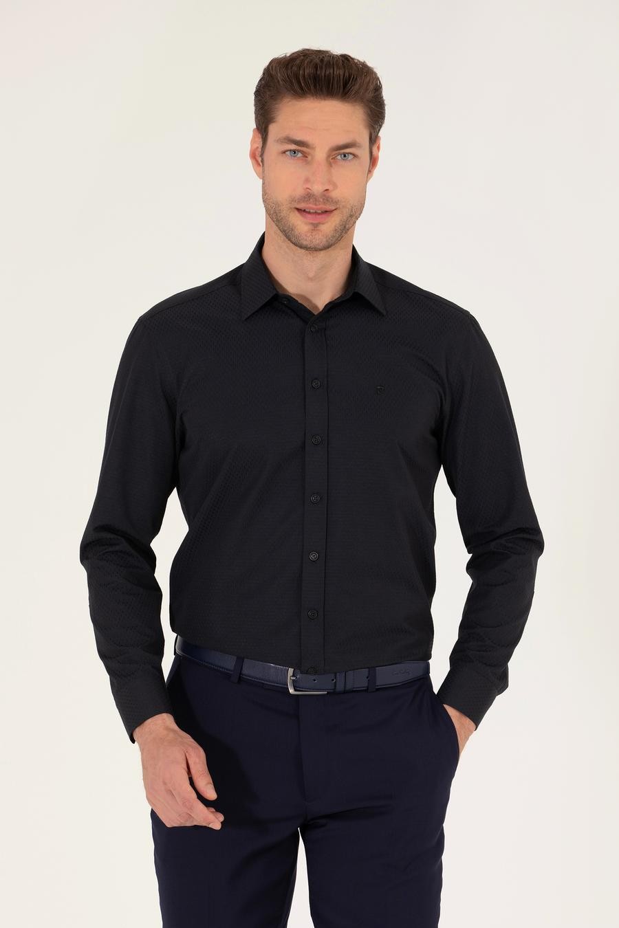 Pierre Cardin Men's Regular black Shirt