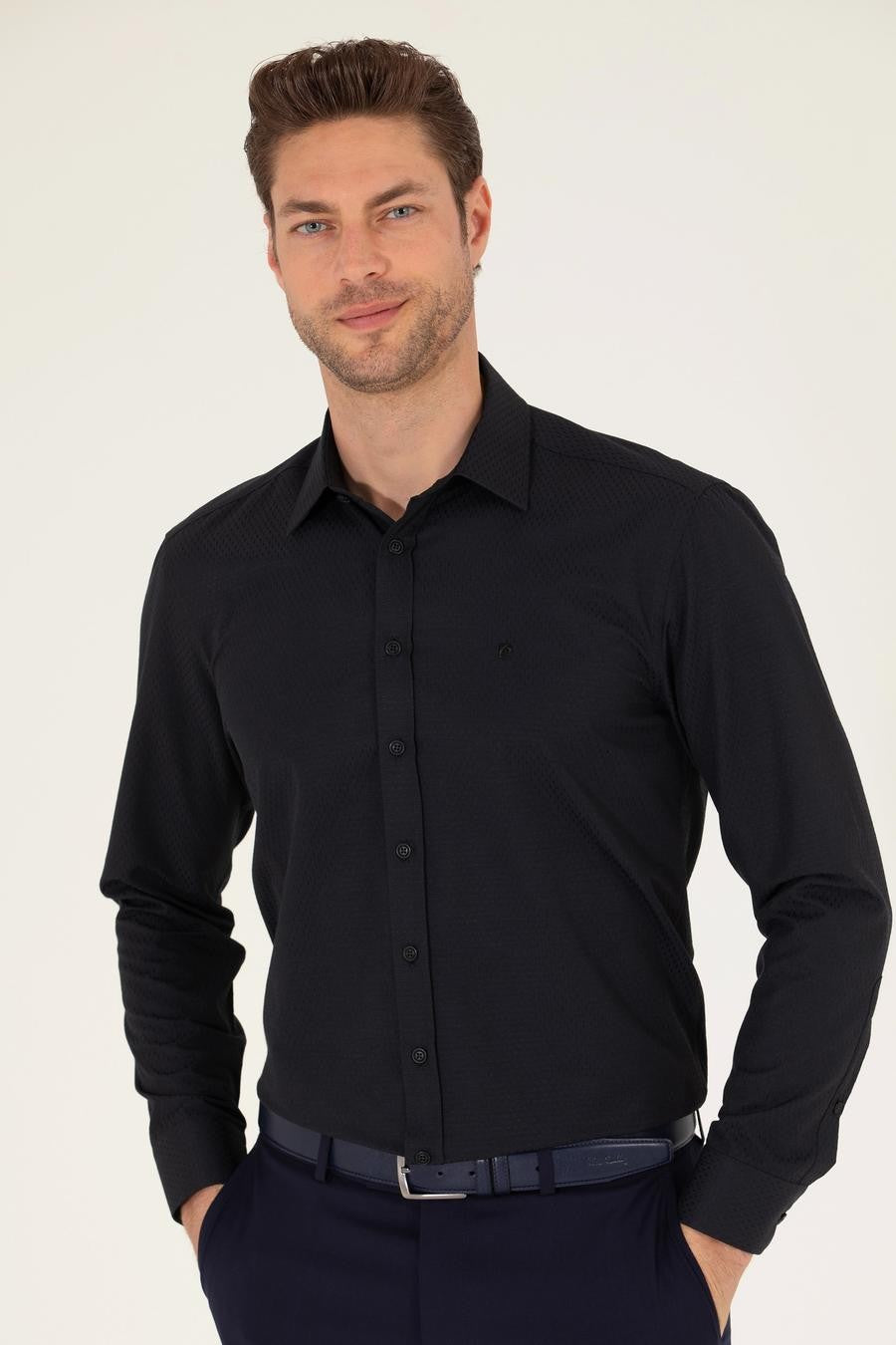 Pierre Cardin Men's Regular black Shirt
