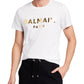 BALMAIN WHITE METALLIC LOGO T-SHIRT