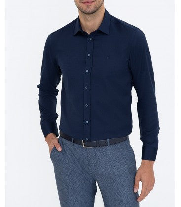 Pierre Cardin Men's Regular Navy Blue Shirt