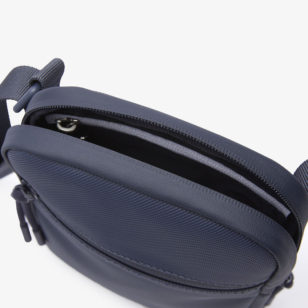 LACOSTE Men's Coated Canvas Small Flat Crossbody Bag Navy