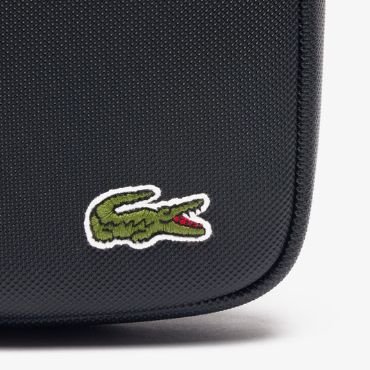 LACOSTE Men's Coated Canvas Small Flat Crossbody Bag Black