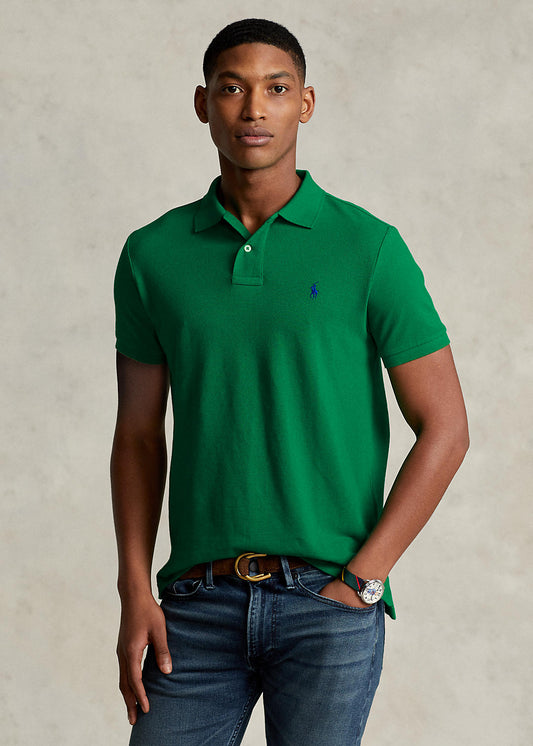 RALPH LAUREN SMALL PONY MESH POLO CUSTOM SLIM FIT DARK GREEN