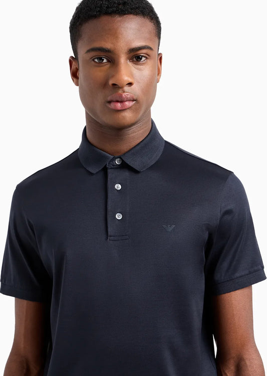 Emporio Armani blend jersey polo shirt NAVY BLUE