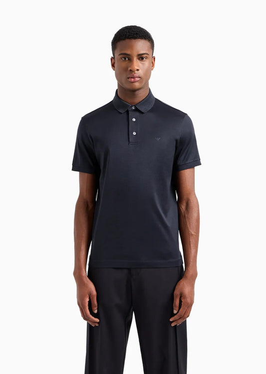 Emporio Armani blend jersey polo shirt NAVY BLUE