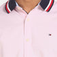TOMMY HILFIGER TIPPED COLLAR SOLID PINK SHIRT
