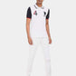 U.S. POLO ASSN MEN'S WHITE COLOUR BLOCK COTTON  POLO SHIRT