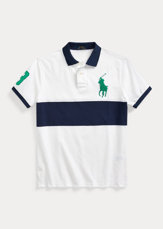 RALPH LAUREN BIG PONY WHITE MESH POLO SHIRT CLASSIC FIT