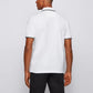 HUGO BOSS WHITE REGULAR FIT ORGANIC-COTTON POLO SHIRT WITH CONTRAST LOGO DETAILS