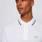 HUGO BOSS WHITE REGULAR FIT ORGANIC-COTTON POLO SHIRT WITH CONTRAST LOGO DETAILS