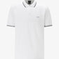 HUGO BOSS WHITE REGULAR FIT ORGANIC-COTTON POLO SHIRT WITH CONTRAST LOGO DETAILS