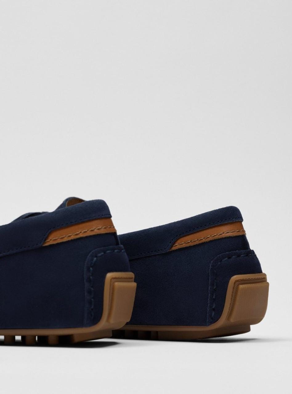 ZARA LEATHER DRIVING LOAFER - BLUE â ROBES N ROBE